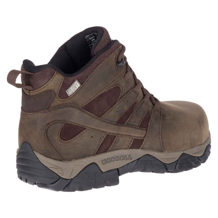 Bottes de Securite Merrell Moab Vertex Mid Leather Waterproof Comp Toe Marron Foncé Homme | N.X.ARZQ